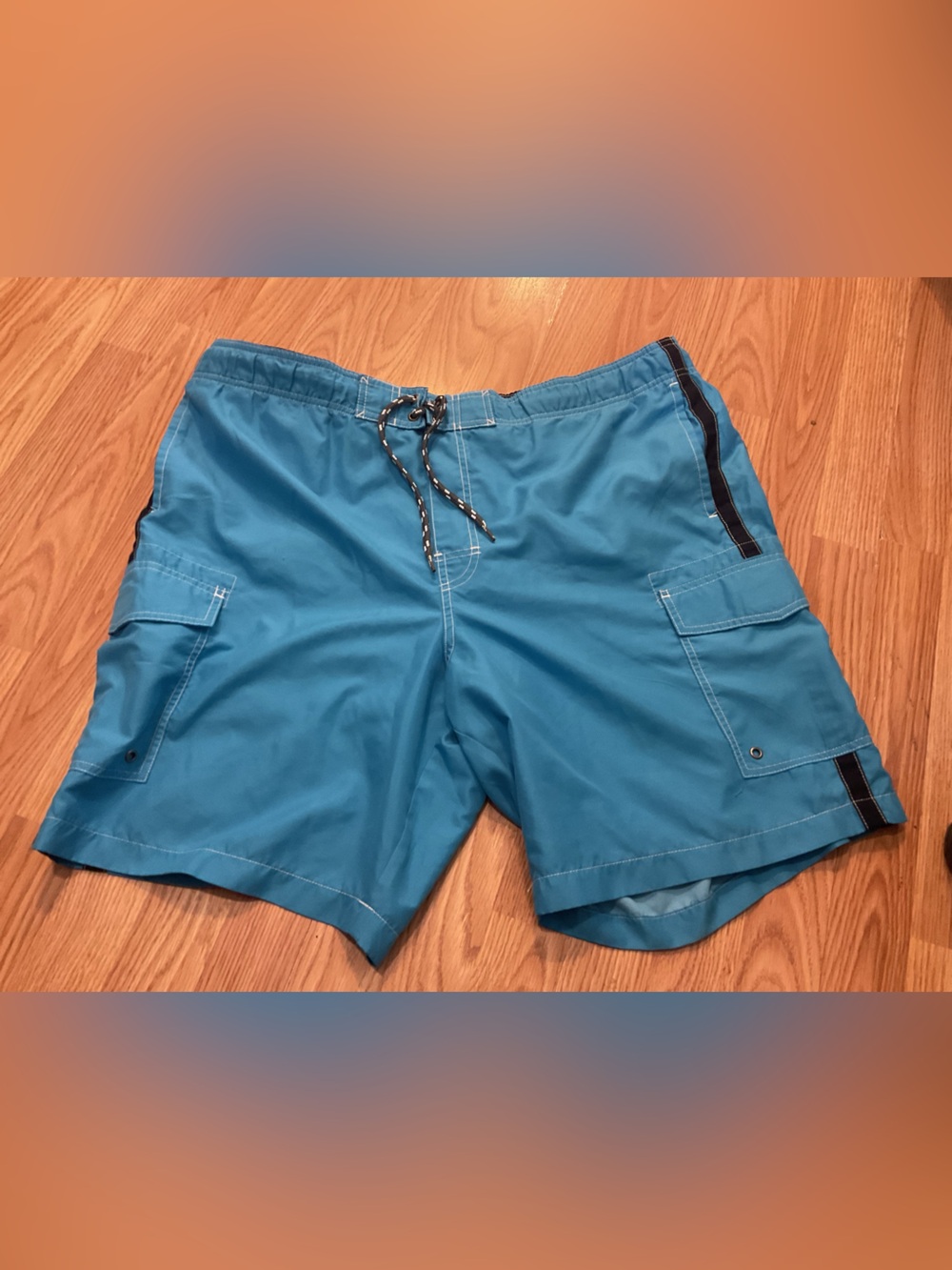 Men's CROFT&BARROW Blue Cargo BOARD SHORTS/Swim Trunks DRAWSTRING XL.